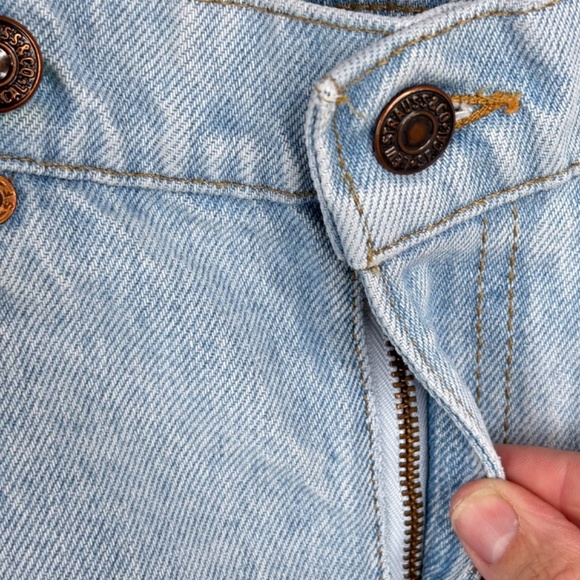 Vintage 80s Little Levis Suspender Jeans 5 Orange Tab Light Wash Retro Wedding - Picture 4 of 12